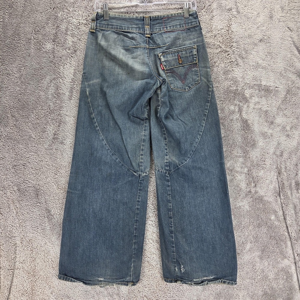 Vintage Levis Engineered Jeans Womens Blue Twisted Baggy Wide Leg Fits 28x28